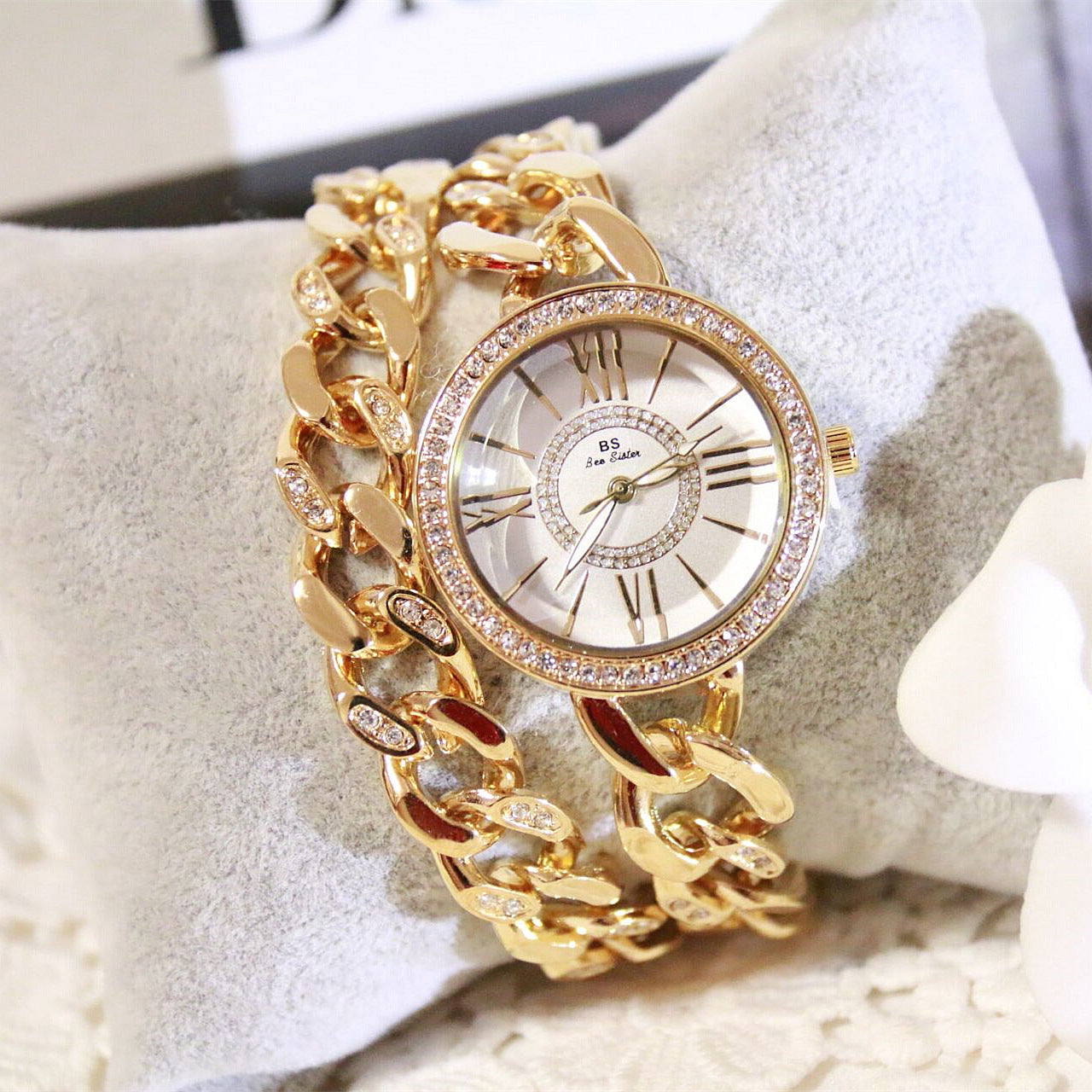 Rhinestone Doll Chain And Watch Set