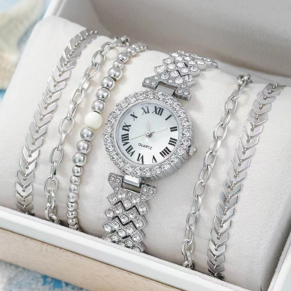 Premium Baddie Bracelets and Watch Rhinestone Set