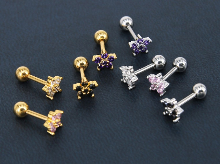Clover Stud Earring Detail | Gold and Silver