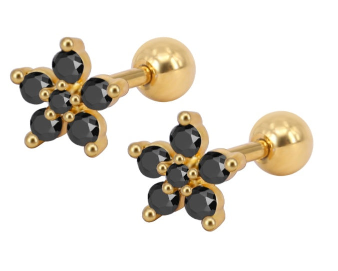 Clover Stud Earring Detail | Gold and Silver