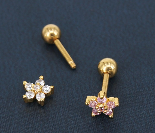 Clover Stud Earring Detail | Gold and Silver