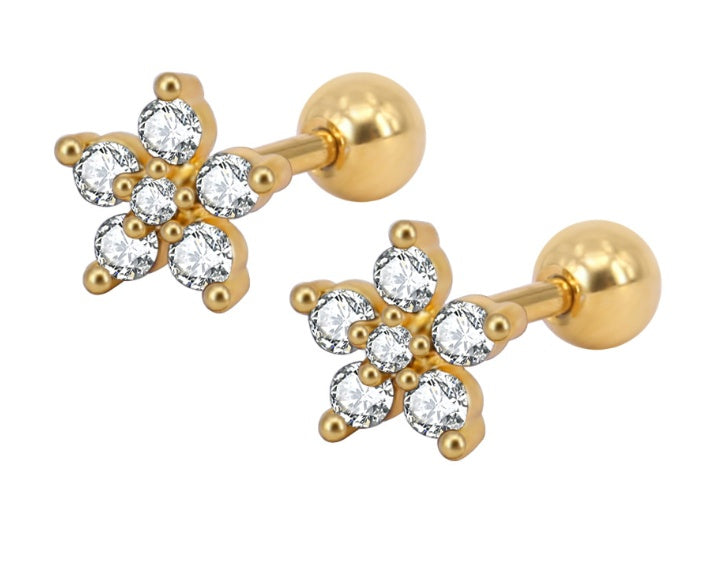 Clover Stud Earring Detail | Gold and Silver