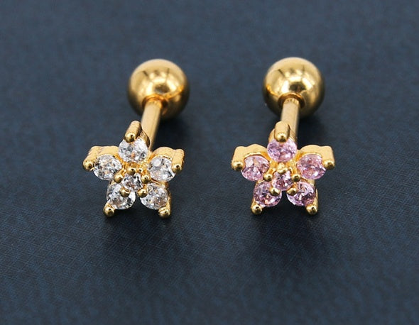 Clover Stud Earring Detail | Gold and Silver