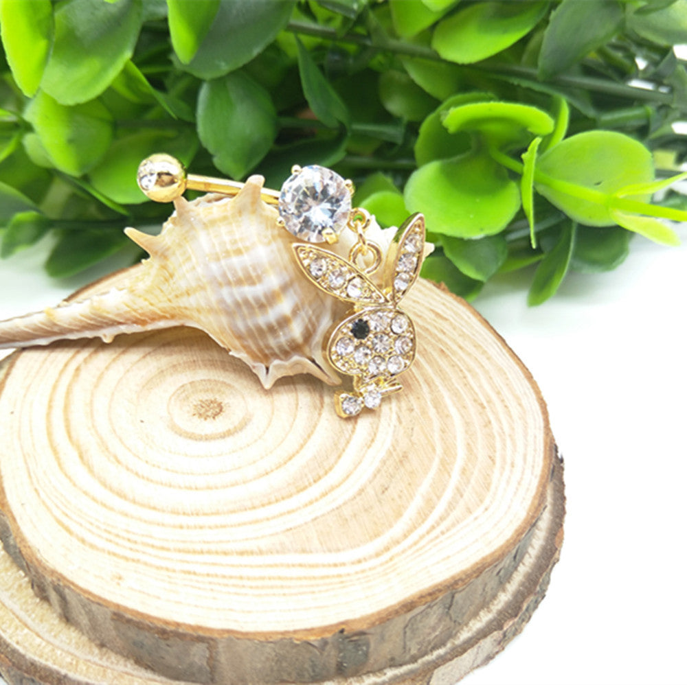 Baddie Bunny Rhinestone Belly Piercing | Gold