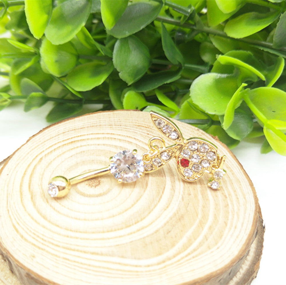 Baddie Bunny Rhinestone Belly Piercing | Gold