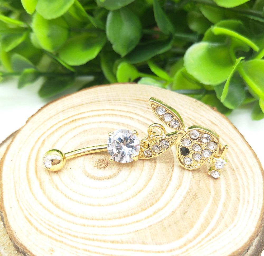 Baddie Bunny Rhinestone Belly Piercing | Gold