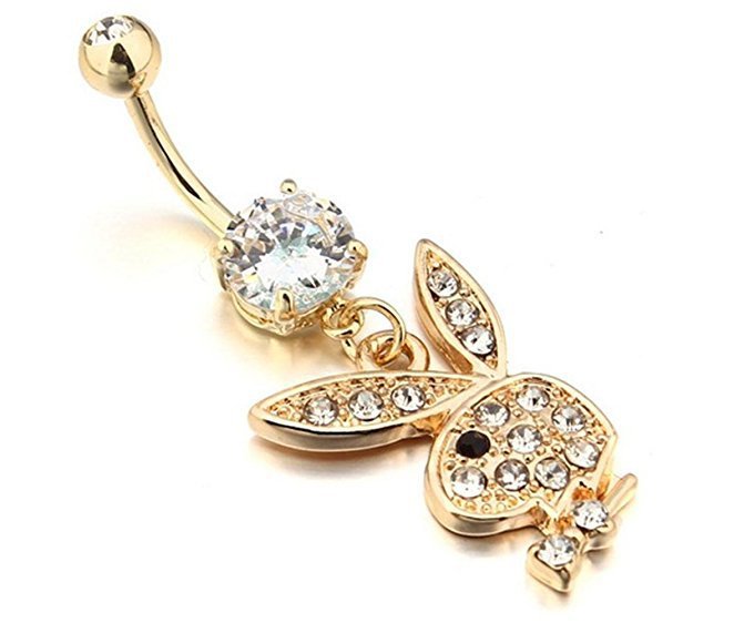 Baddie Bunny Rhinestone Belly Piercing | Gold