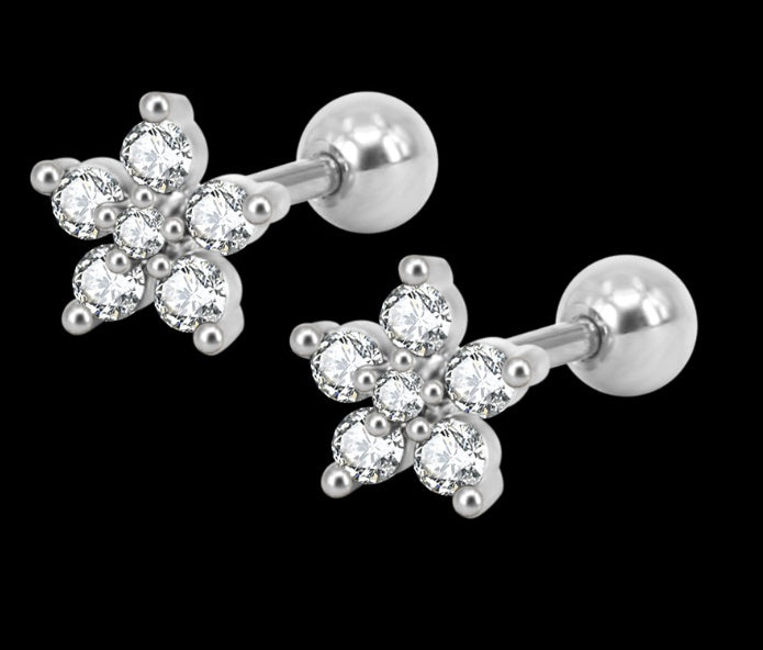 Clover Stud Earring Detail | Gold and Silver