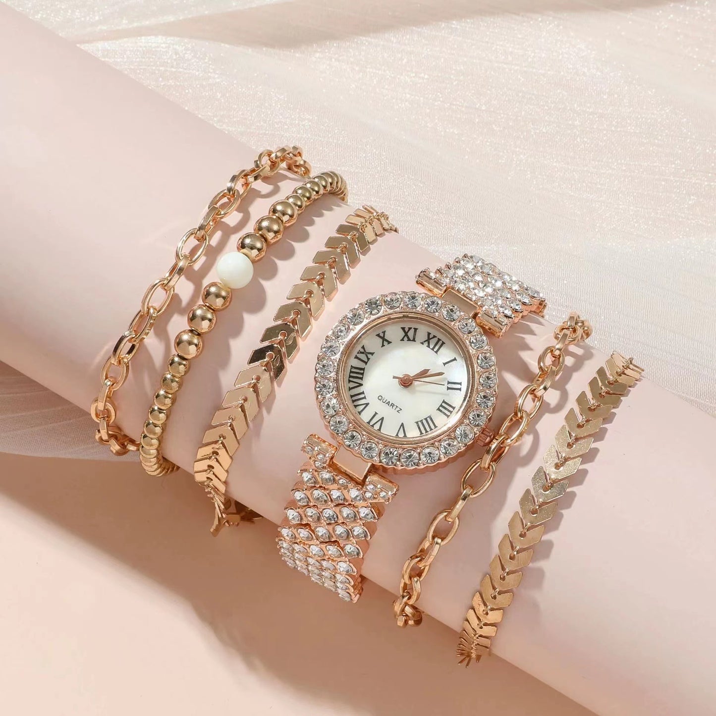 Premium Baddie Bracelets and Watch Rhinestone Set