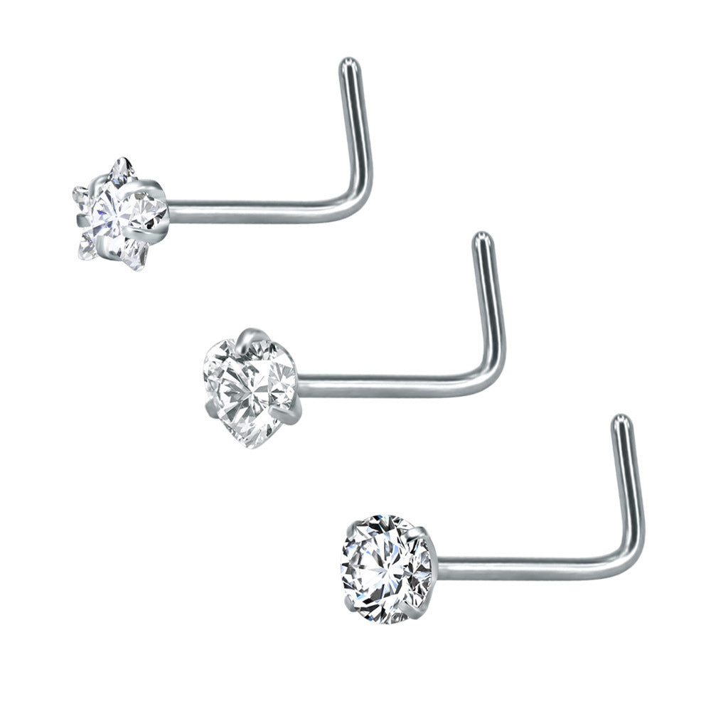 Jeweled Princess Nose Studs | Silver