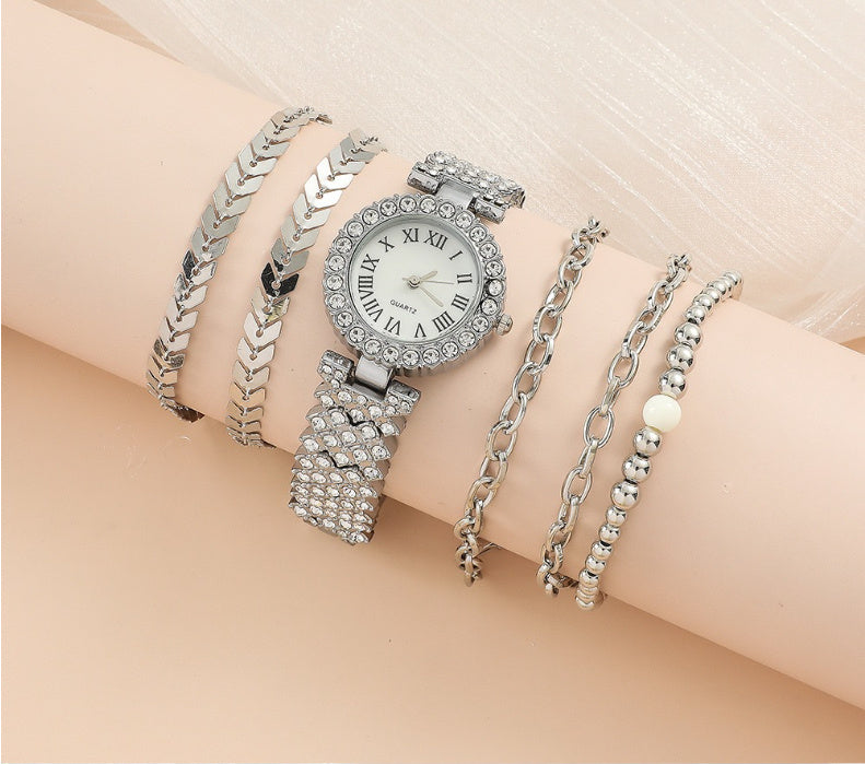 Premium Baddie Bracelets and Watch Rhinestone Set