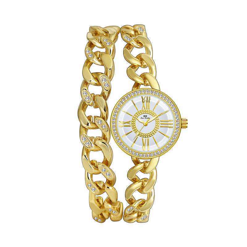 Rhinestone Doll Chain And Watch Set