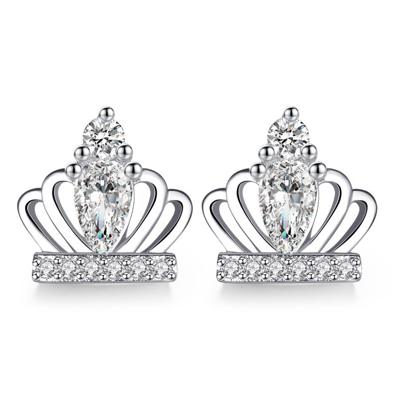 Premium Tiara Stud Earrings | White Gold