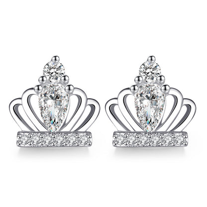 Premium Tiara Stud Earrings | White Gold