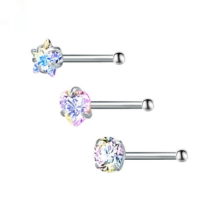 Jeweled Princess Nose Studs | Silver