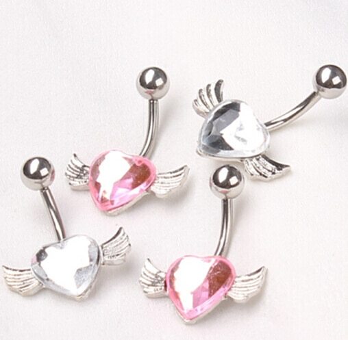 Heart of an Angel Rhinestone Belly Piercing