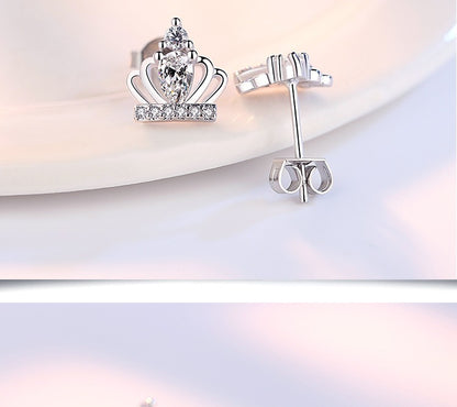 Premium Tiara Stud Earrings | White Gold