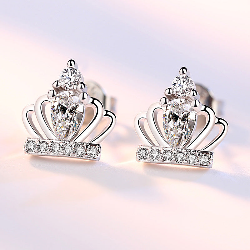 Premium Tiara Stud Earrings | White Gold