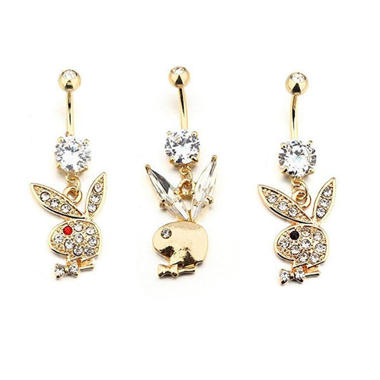 Baddie Bunny Rhinestone Belly Piercing | Gold