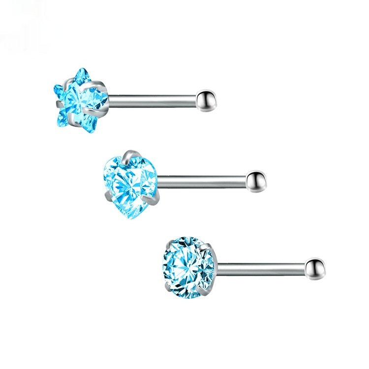 Jeweled Princess Nose Studs | Silver