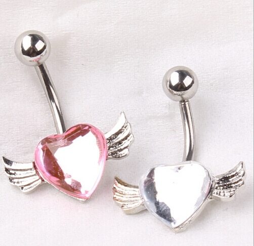 Heart of an Angel Rhinestone Belly Piercing