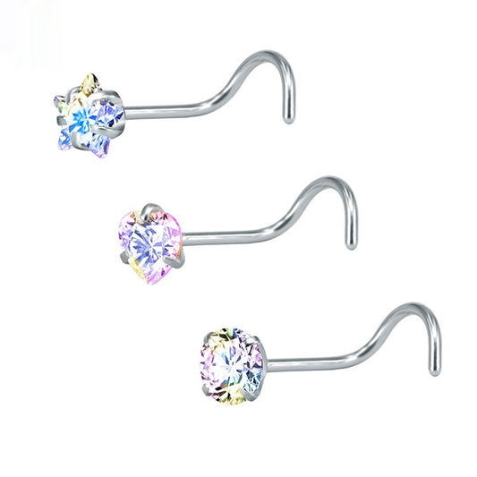 Jeweled Princess Nose Studs | Silver