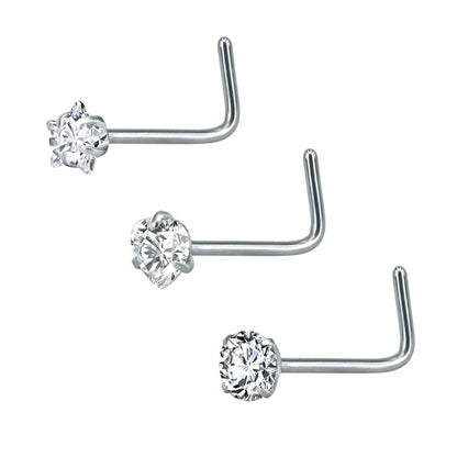 Jeweled Princess Nose Studs | Silver