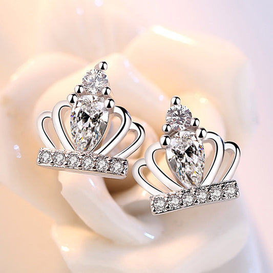 Premium Tiara Stud Earrings | White Gold