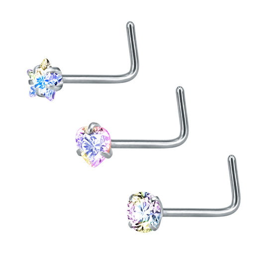 Jeweled Princess Nose Studs | Silver