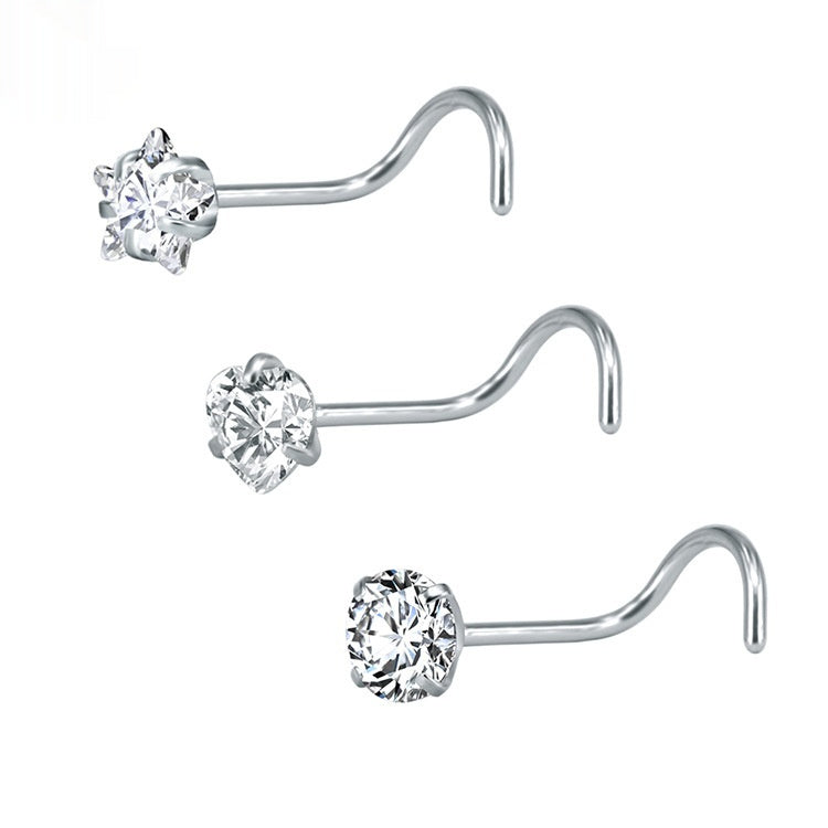 Jeweled Princess Nose Studs | Silver
