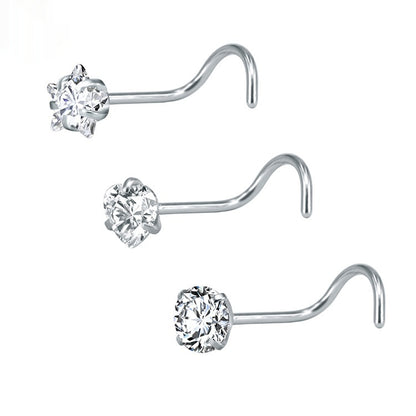 Jeweled Princess Nose Studs | Silver
