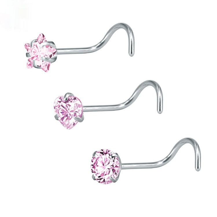 Jeweled Princess Nose Studs | Silver