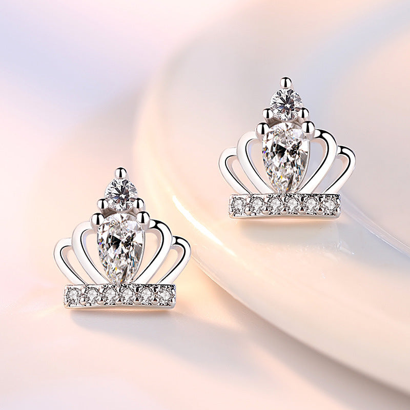 Premium Tiara Stud Earrings | White Gold