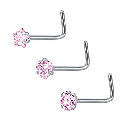 Jeweled Princess Nose Studs | Silver