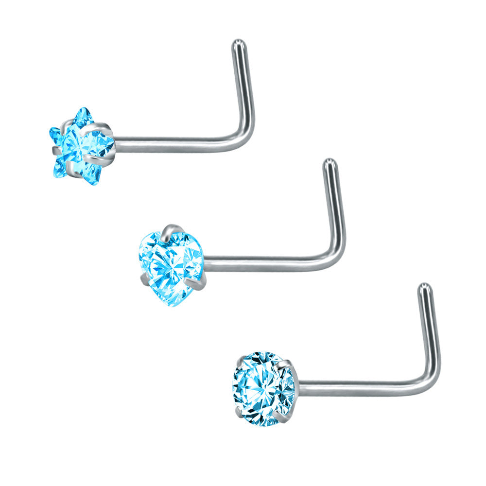 Jeweled Princess Nose Studs | Silver